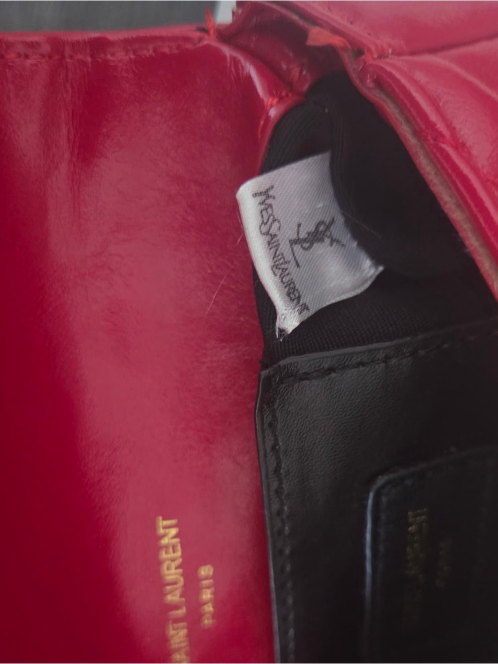 Saint Laurent Red Leather Chain Crossbody Bag - Picture 8 of 9